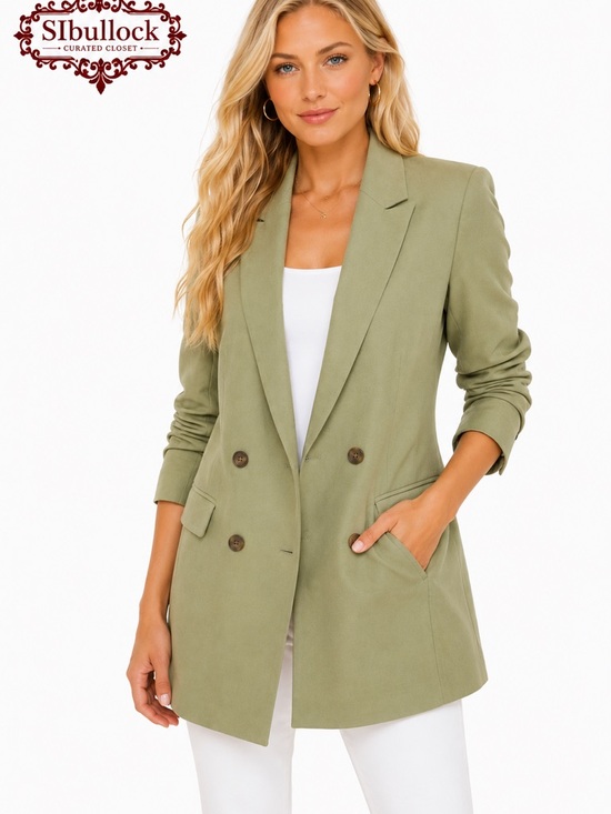 a new day Jackets & Blazers - A New Day Sage Green Longline Blazer Jacket Medium NWOT Tailored Career Chic